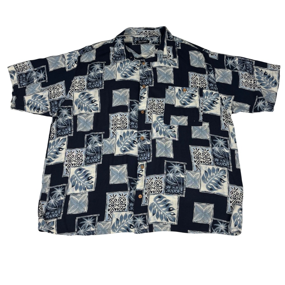 Puritan Hawaiian Shirt Mens 2XL Blue Rayon Tropical Camp Aloha Button Up - Picture 8 of 11